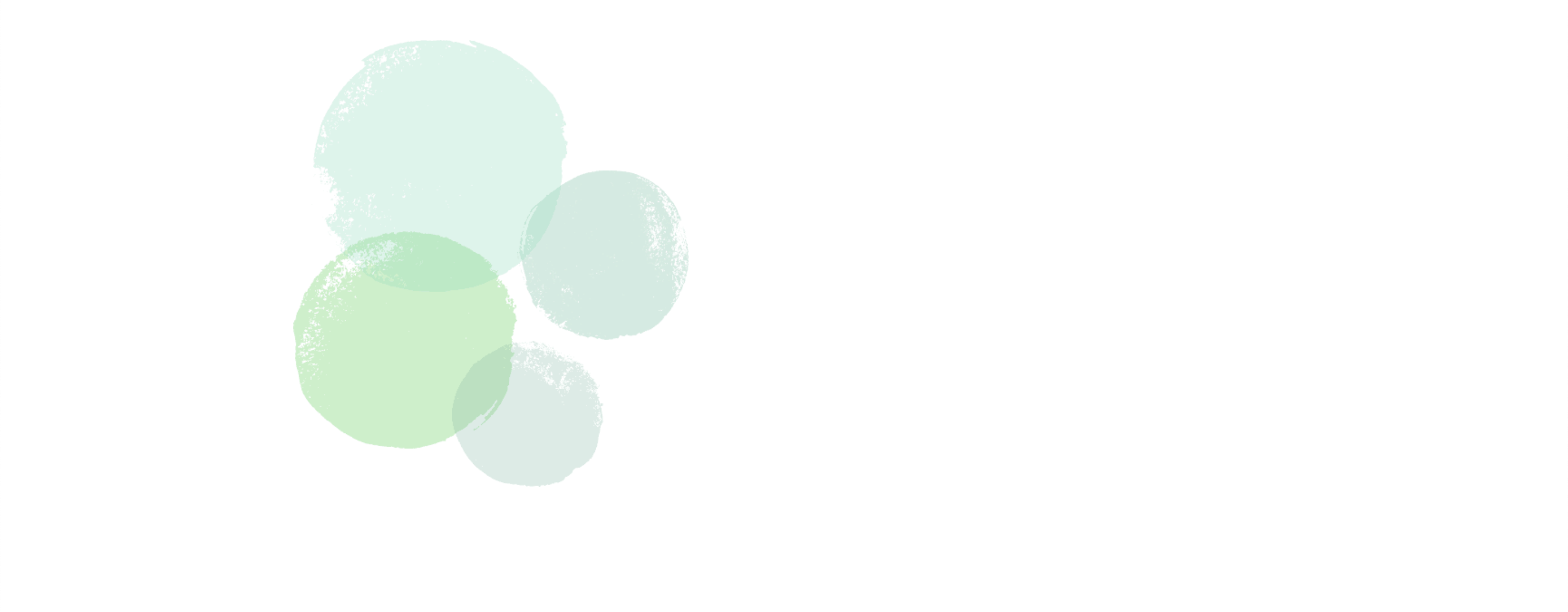 Four light green bubbles on a white background