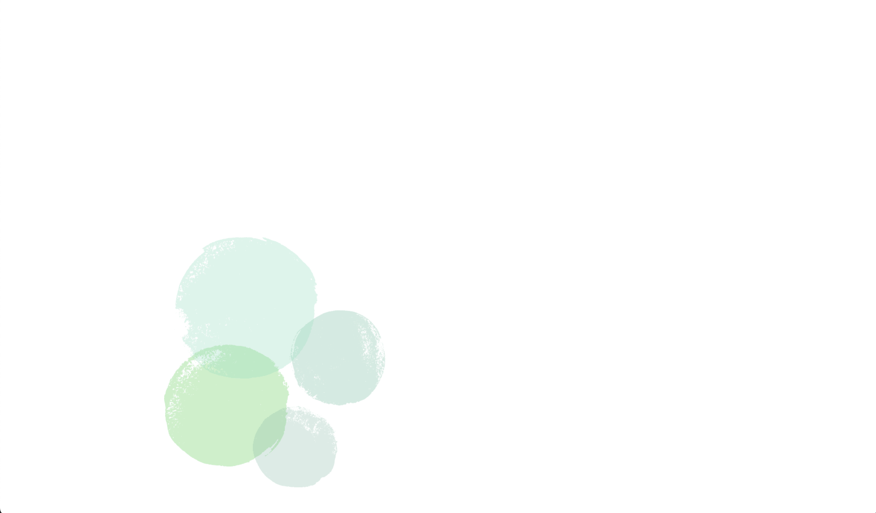 Four light green bubbles on a white background