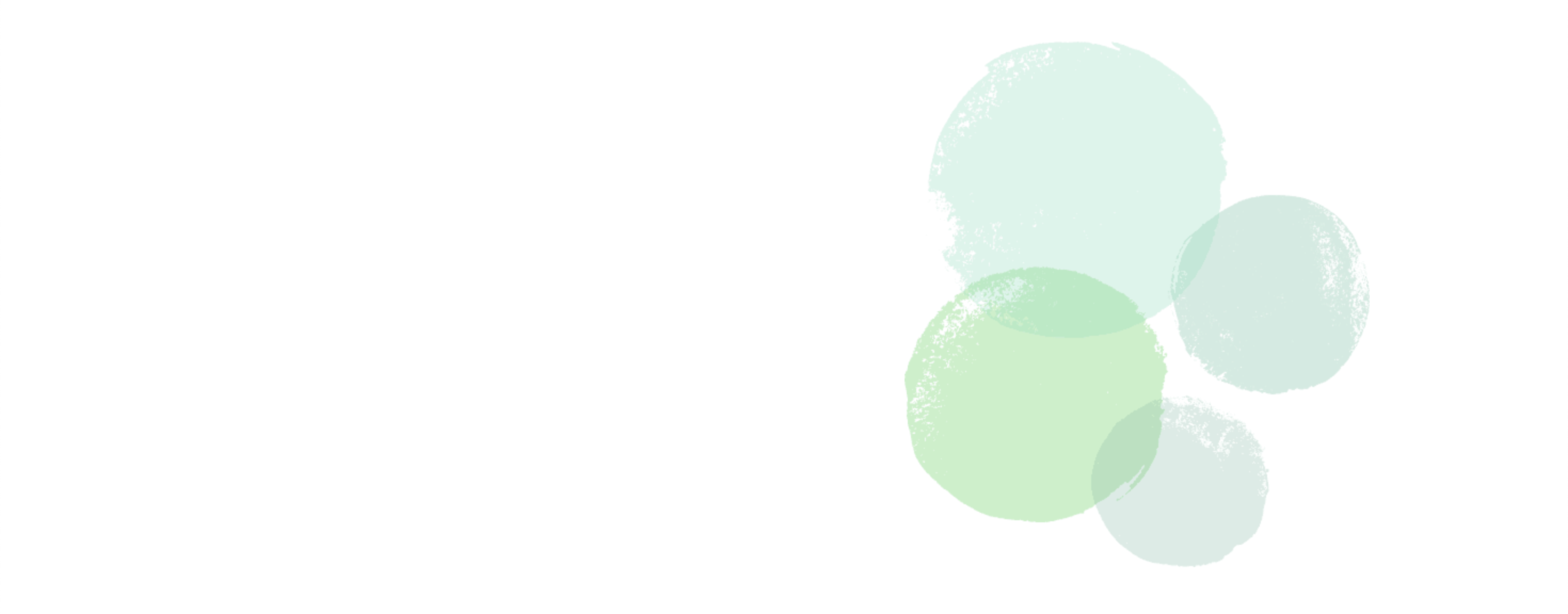 Four light green bubbles on a white background