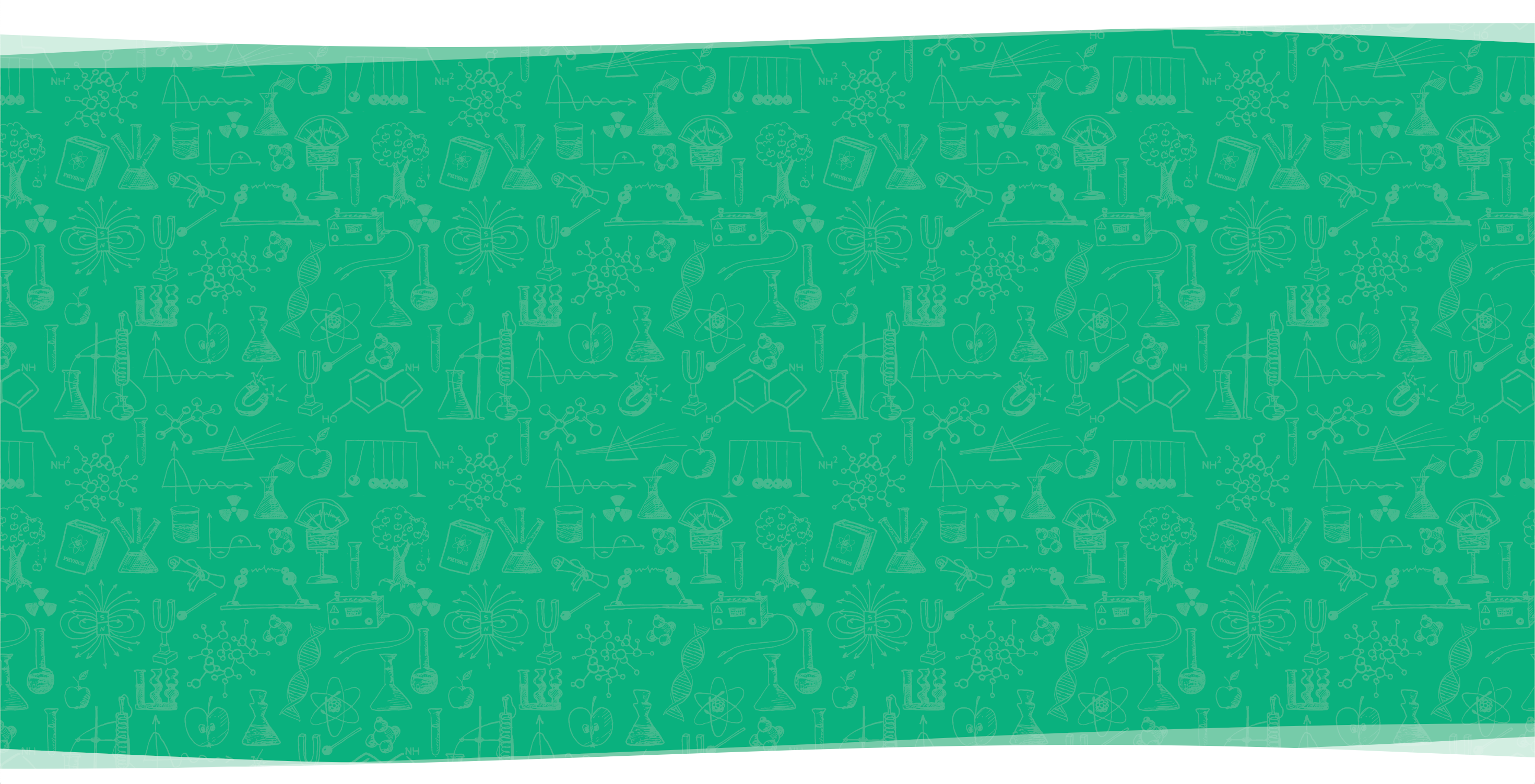 Solid green colour swatch pattern of nature and science with a wave pattern on the top of bottom.