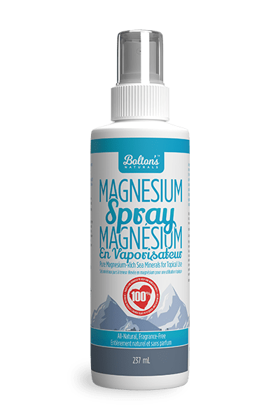 Bolton's Naturals Magnesium Spray bottle on a transparent background