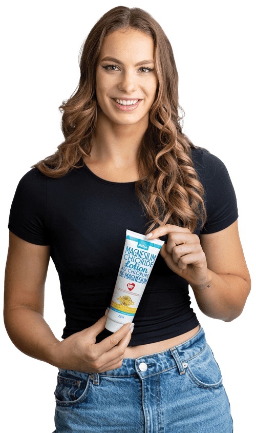 Penny Oleksiak with lotion