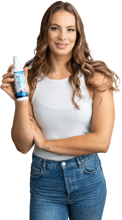 penny oleksiak with Bolton's Naturals magnesium spray